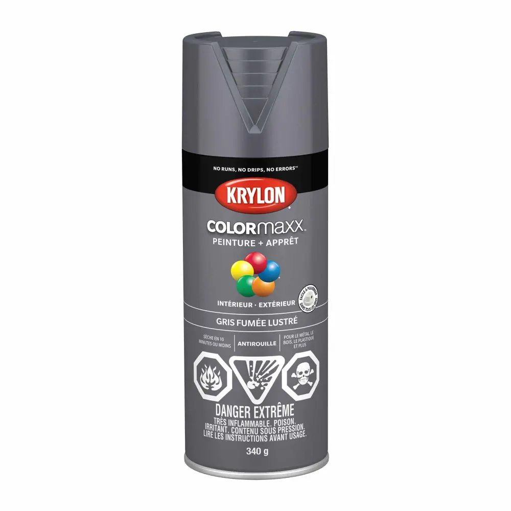 Krylon COLORMAXX Paint + Primer Gloss Smoke Grey, 340 g