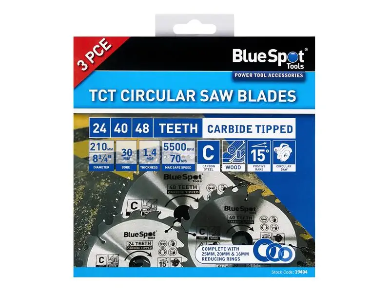 BlueSpot Tools 210mm Circular Saw Blade Adjust, 3 Piece