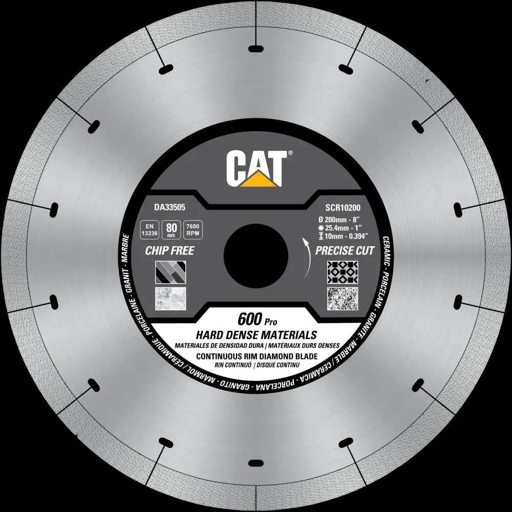 Cat® 600 Pro Noiseless Laser Scroll Continuous Rim Porcelain Tile Diamond Blade 4.5" - 115mm