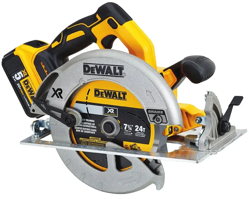 DEWALT DCS570P1 Circular Saw, Battery Included, 20 V, 5 Ah, 7-1/4 Dia Blade, 57 deg Bevel