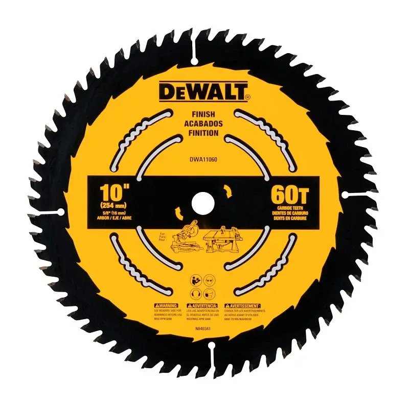 DEWALT DWA11060 Finish Saw Blade, 10 Dia, 5/8 Arbor, 60 -Teeth