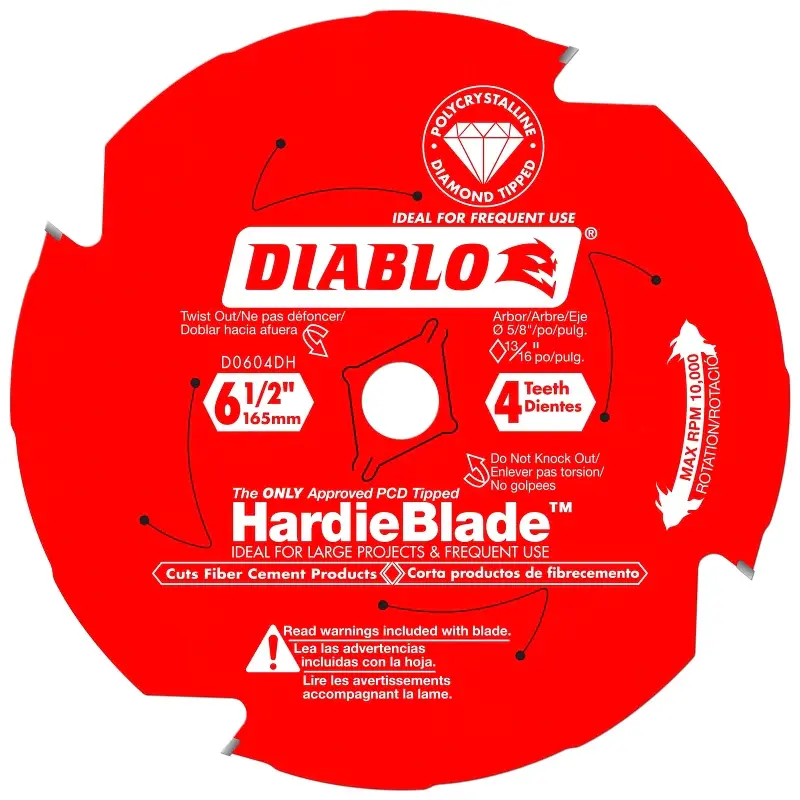 Diablo D0604DH Circular Saw Blade, 6-1/2 Dia, 5/8 Arbor, 4-Teeth, Polycrystalline Diamond Cutting Edge