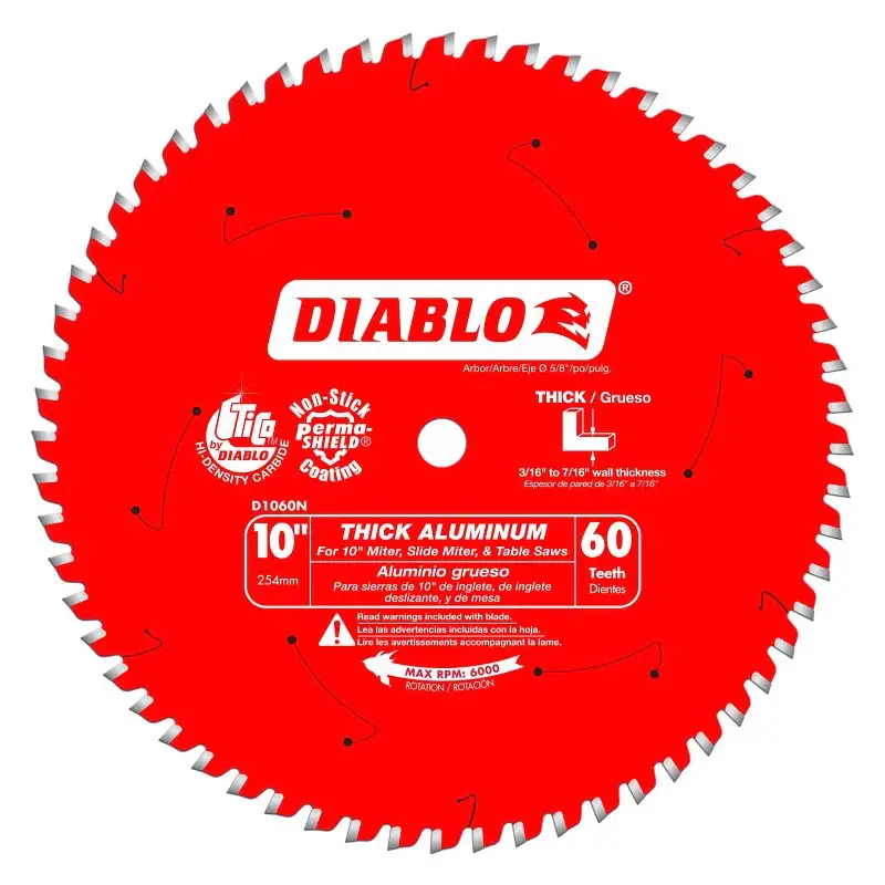 Diablo D1060N Circular Saw Blade, 10 Dia, 5/8 Arbor, 60-Teeth, Trinity Chip Grind Teeth, Carbide Cutting Edge