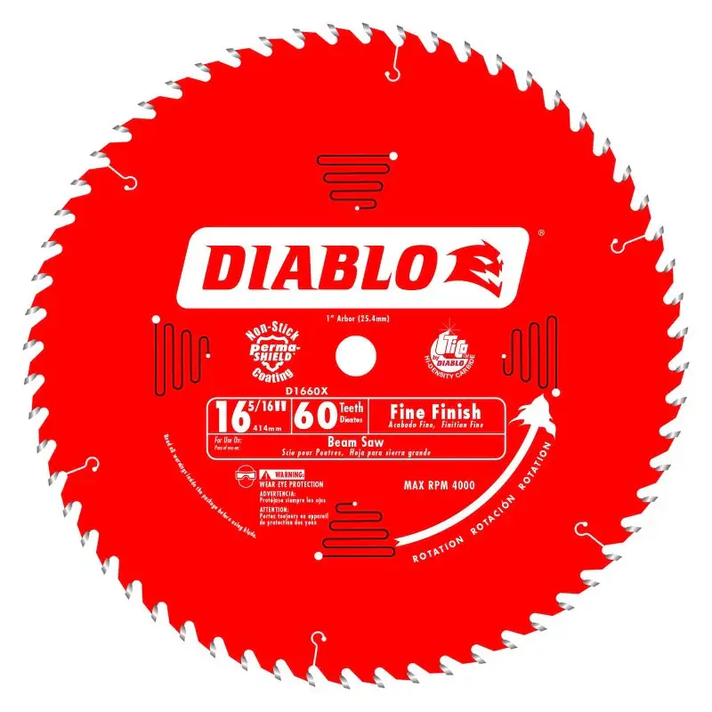 Diablo D1660X Beam Saw Blade, 16-5/16 Dia, 1 Arbor, 60-Teeth, Carbide Cutting Edge