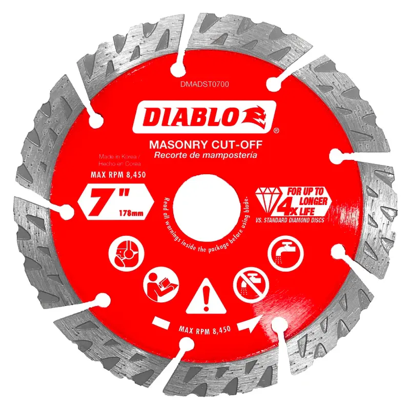 Diablo DMADST0700 Series Saw Blade, Turbo Cut-Off Disc Blade, 7 Dia, Segmented Rim, 1/PK