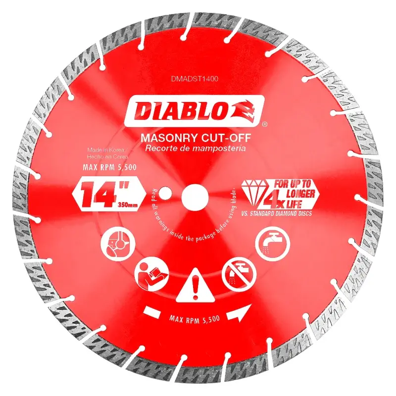 Diablo DMADST1400 Series Saw Blade, Turbo Cut-Off Disc Blade, 14 Dia, Segmented Rim, 1/PK