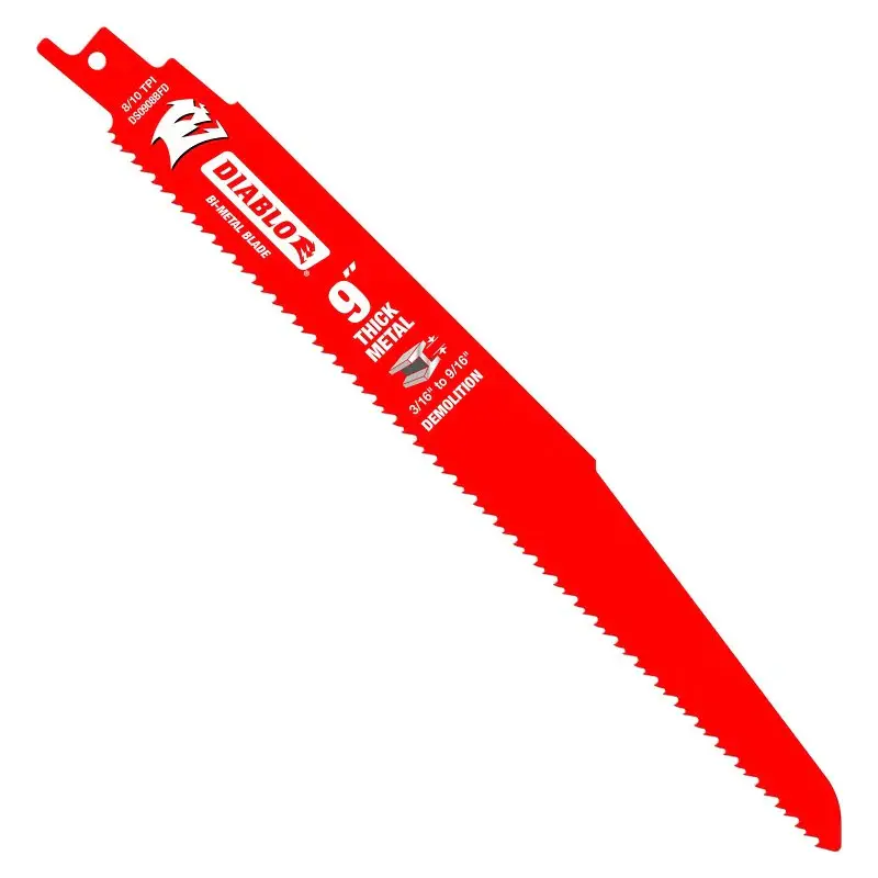 Diablo DS0908BFD25 Reciprocating Saw Blade, Applicable Materials: Thick Alloy, 1 W, 9 L, 8, 25/PK