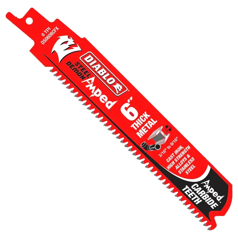 Diablo Steel Demon Amped DS0608CFA3 Reciprocating Saw Blade, Applicable Materials: Metal, 1 W, 6 L, 8 TPI, 3/PK