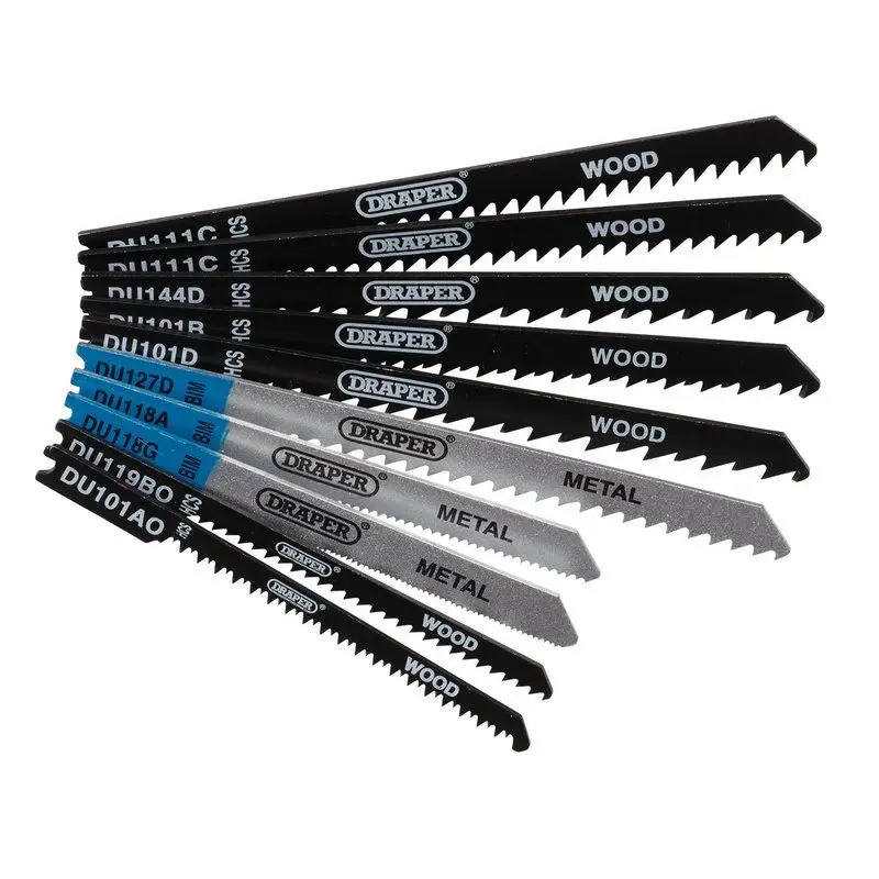 Draper JSBCU10B Assorted BIM and HCS Jigsaw Blade Set Wood and All-metal (10 Piece) - (43470)
