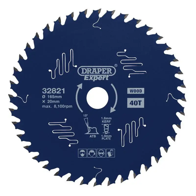 Draper SBE1 Draper Expert TCT Circular Saw Blade Wood PTFE Coating, 165 x 20mm, 40T - (32821)
