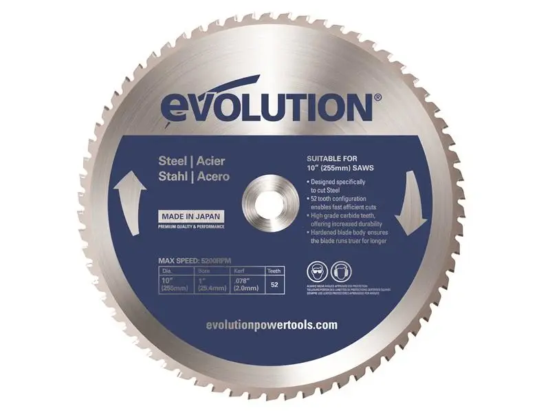 Evolution Mild Reinforced Cutting Mitre Saw Blade 255 x 25.4mm x 52T