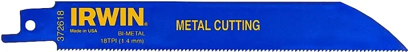 Irwin 372618B Reciprocating Saw Blade, Applicable Materials: Sheet Metal, Stain-resistant Steel, 3/4 W, 6 L