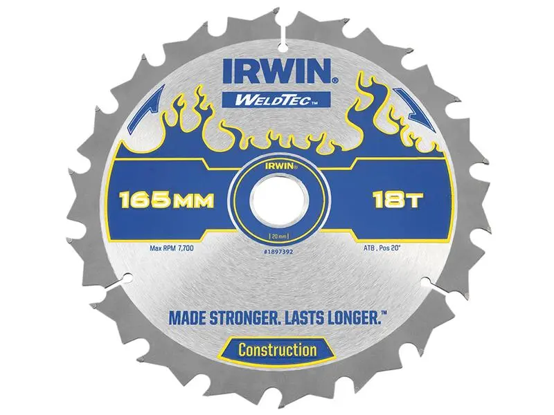 IRWIN Weldtec Wireless Circular Saw Blades 165 X 20Mm X 18T Atb
