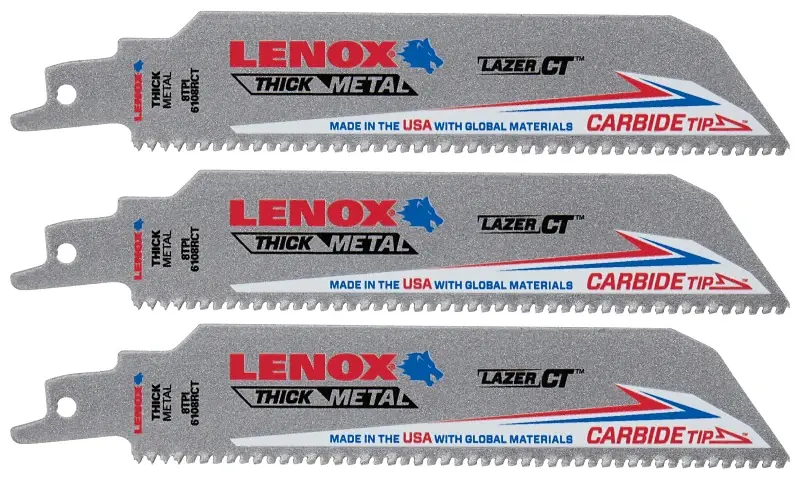 Lenox 2058828 Series Reciprocating Saw Blade, Applicable Materials: Cast Iron, Stainless Hardened, 1 W, 6 L, 8 TPI