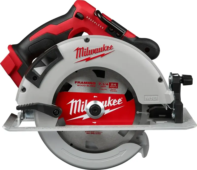 Milwaukee 2631-20 Circular Saw, Tool Only, 18 V, 5 Ah, 7-1/4 Dia Blade, 50 deg Bevel, 1-7/8, 2-1/2 D Cutting