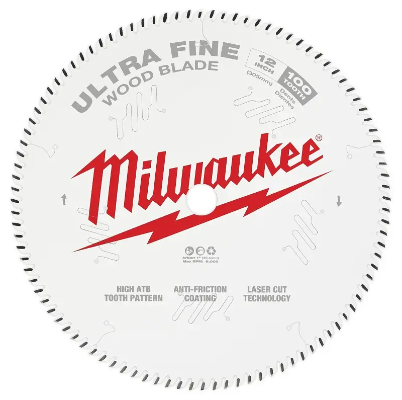 Milwaukee 48-40-1228 Circular Saw Blade, 12 Dia, 1 Arbor, 100-Teeth, Carbide Cutting Edge