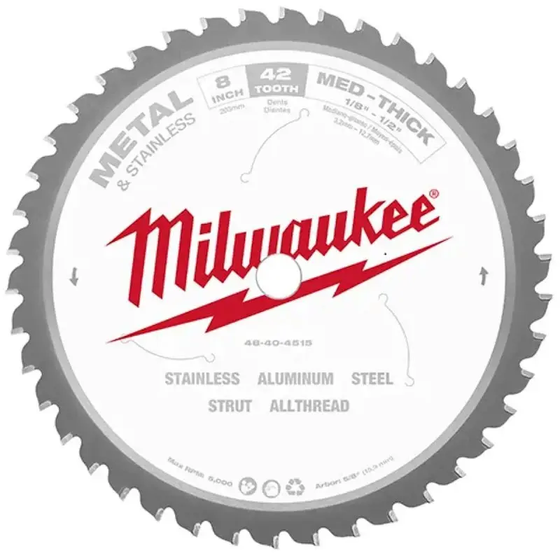 Milwaukee 48-40-4515 Circular Saw Blade, 8 Dia, 5/8 Arbor, 42-Teeth, Carbide Tipped Cutting Edge