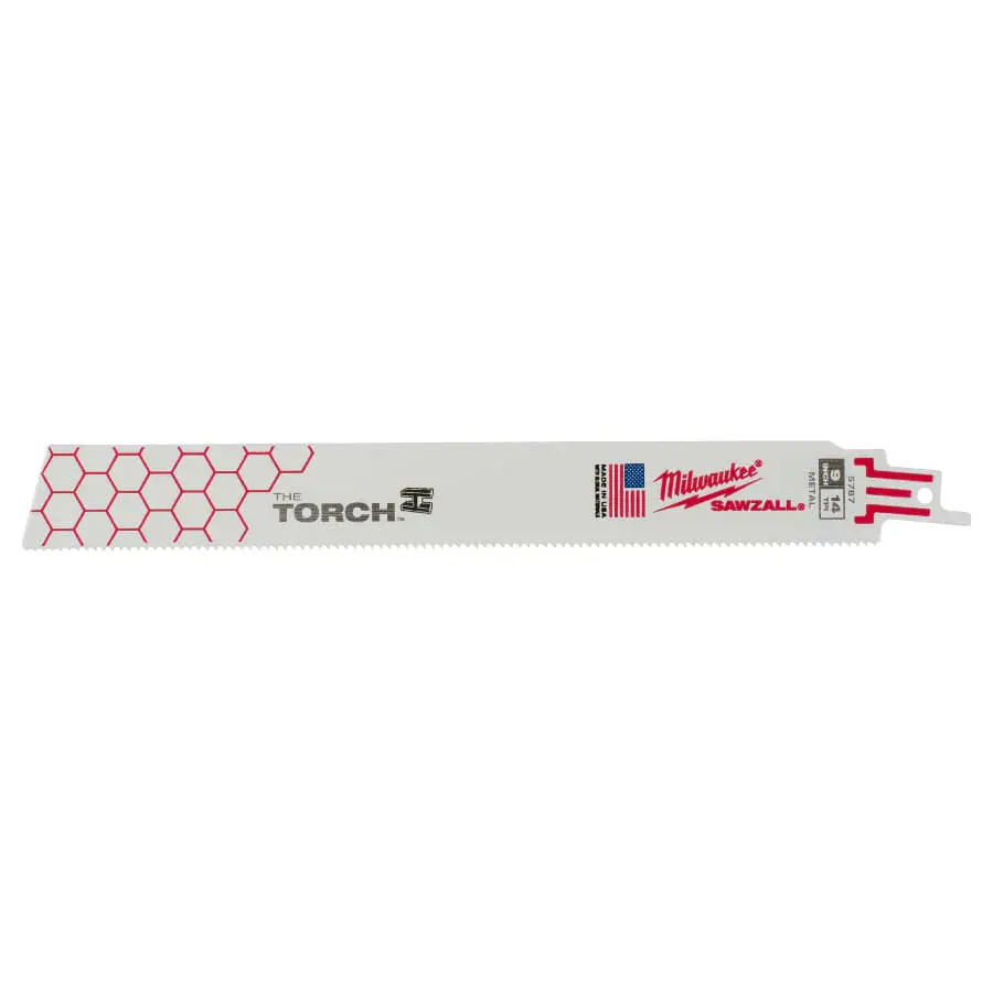 Milwaukee TORCH™ Bi-Metal SAWZALL® Blade, 9 L, 14 TPI, Scheduled 80 Pipe/Angle Iron, 5 EA/PKG