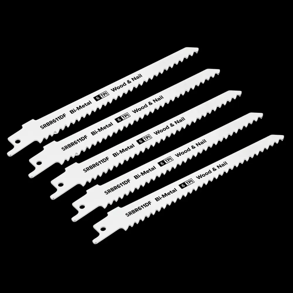 Sealey SRBR611DF Reciprocating Saw Blade Wood & Nail 150mm 6tpi - Pack 5