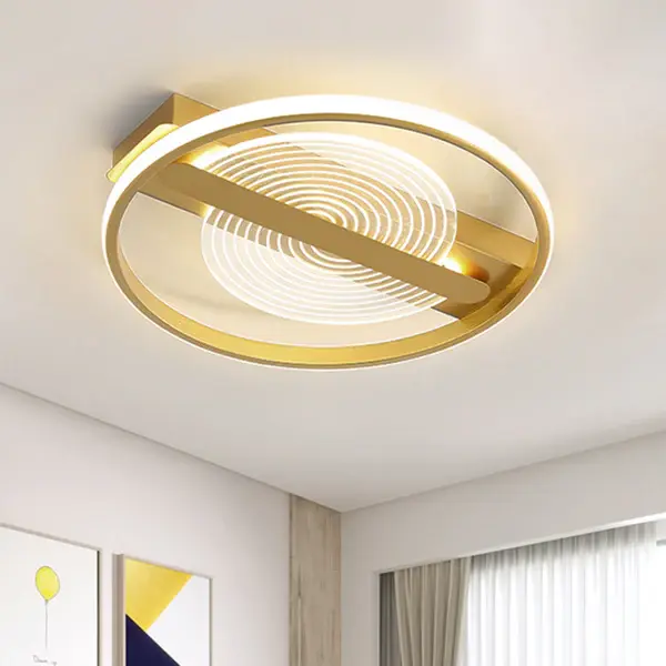Metal Round Flush Mount Lamp Contemporary 16.5"/20.5" Wide LED Gilded Ceiling Lighting Warm/White Light