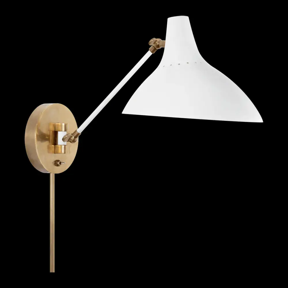 Cylinder Shade Charlton Wall Light - Alabaster & Antique Brass