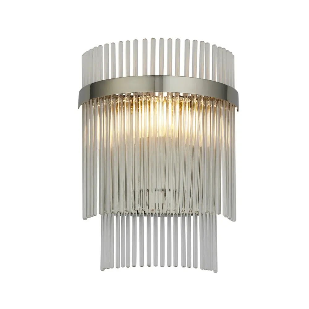 Marietta Glass Wall Light - Brilliant Nickel