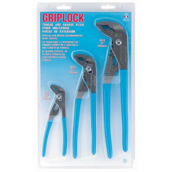 Channellock Ribbed 3Pc Groove Joint Plier Presentation (Gl6,10,12), GLS-3