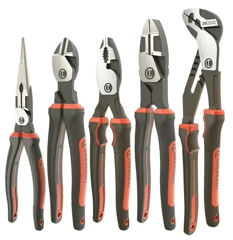 Crescent Z2 K9 Series Z2SET5CG Plier Set, 5-Piece, Alloy Steel, Black/Rawhide, Smooth