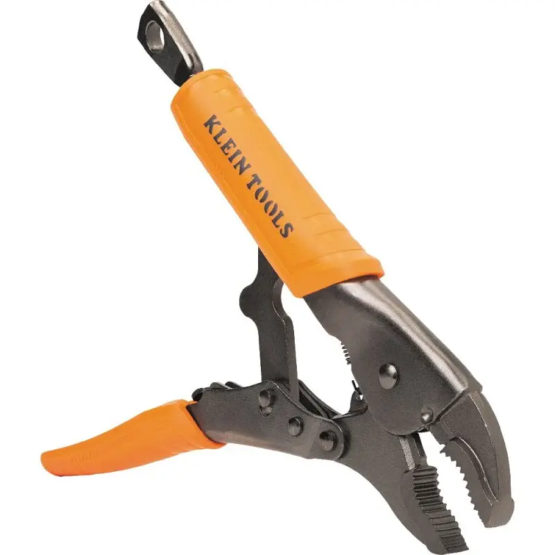 Klein Tools 38602 Locking Plier, 9.7 OAL, 2 Jaw Opening, Black/Orange Handle, Molded Grip Handle, 1/2 W Jaw