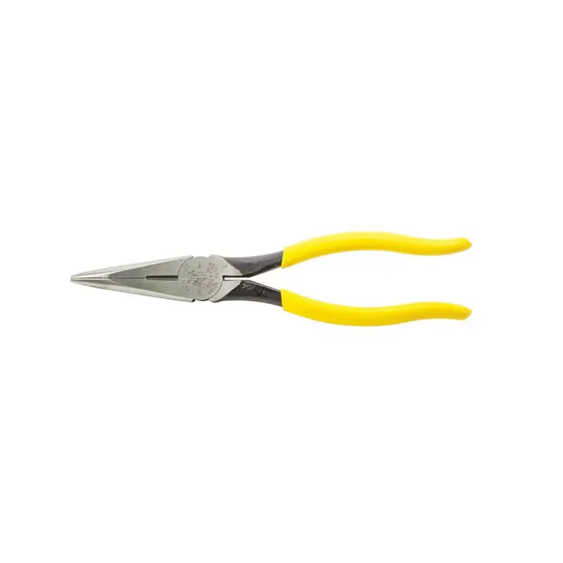 Klein Tools D203-8 Nose Plier, Knurled Jaw, 8-7/16 OAL, 1-1/4 Jaw Opening, Sunshine Handle, Dipped Handle