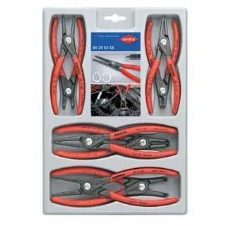Knipex Instant SB Precision Circlip Snap Ring Locking Pliers Sets, Straight, Bent Tips, 8 Piece, 00-2004SB