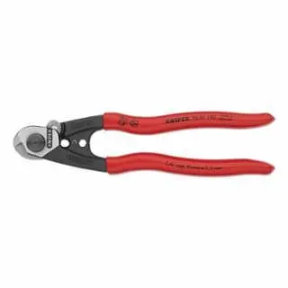 Knipex Wire Rope Cutters, 190 mm OAL, Shear Cut/Precise Crimping, 2.5 mm to 7.0 mm, 9561190