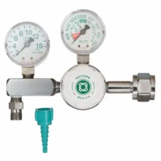 WESTERN Advanced ENTERPRISES Oxygen Flow Gauge Regulator, 2 To 15 Lpm, 3000 Psi Inlet, Cga 540 Hex Nut and Nipple, M1-540-...