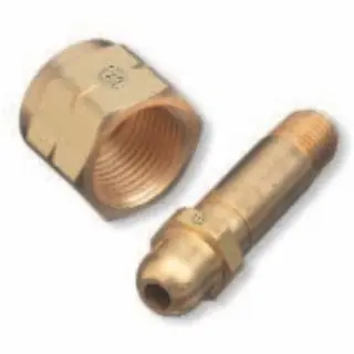 WESTERN ENTERPRISES Regulator Inlet Shoulder Nipple, Butane, Propane, 1/4 (Npt), 2-1/2 , Brass, Cga-555, 76