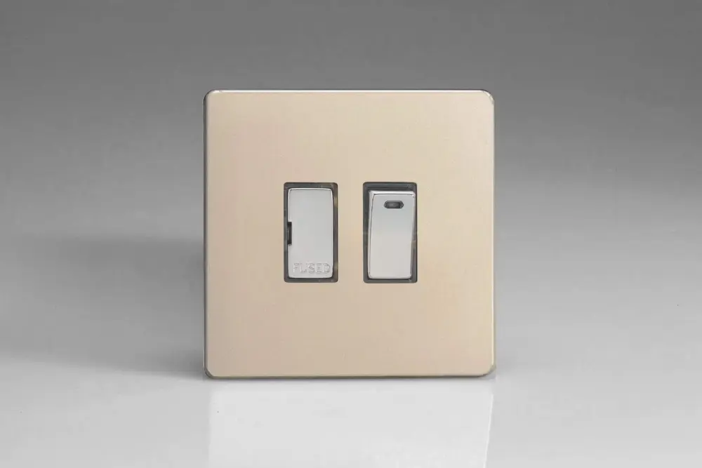 Varilight 13A Switched Fused Spur + Neon Metallic Inserts Satin Chrome XDN6NDS