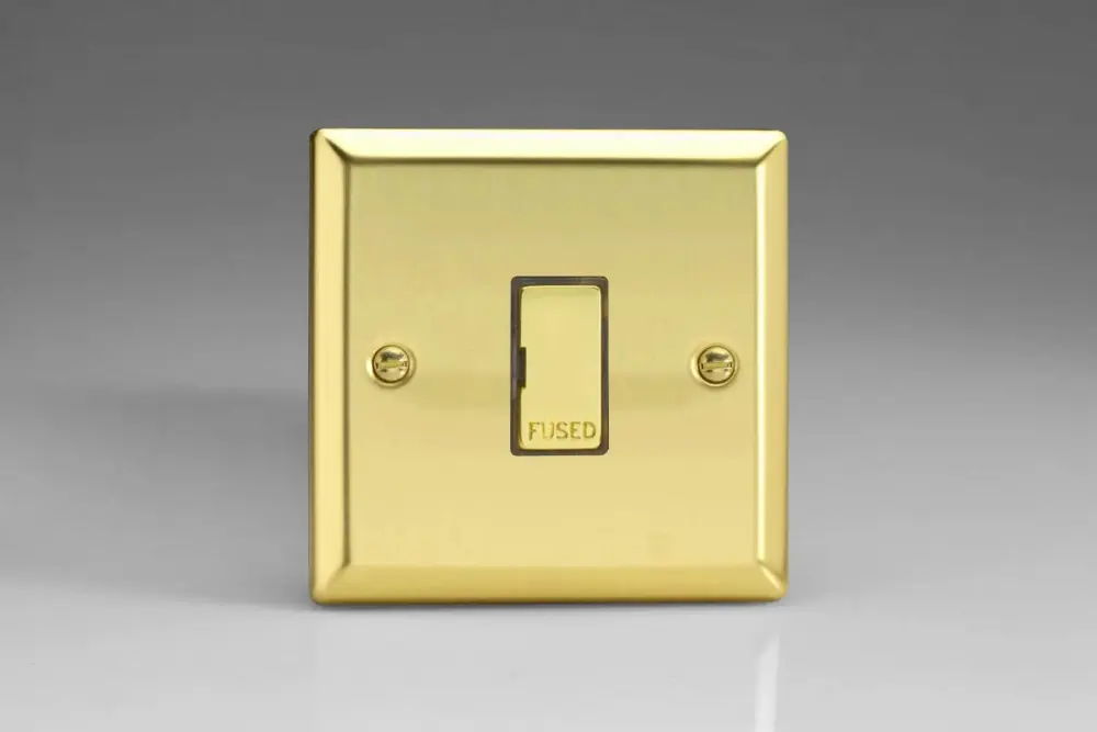 Varilight 13A Unswitched Fused Spur All-metal Inserts Victorian Brass XV6UD