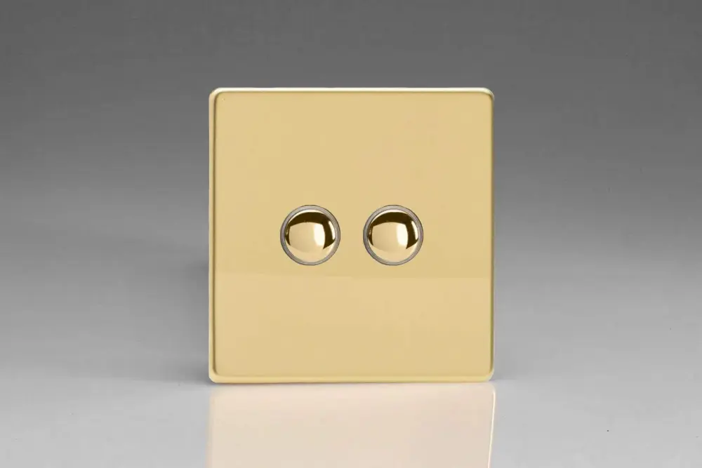 Varilight 2-Gang 6A 1-Way Push-to-Make Momentary Switch Polished Warm alloy XDVM2S