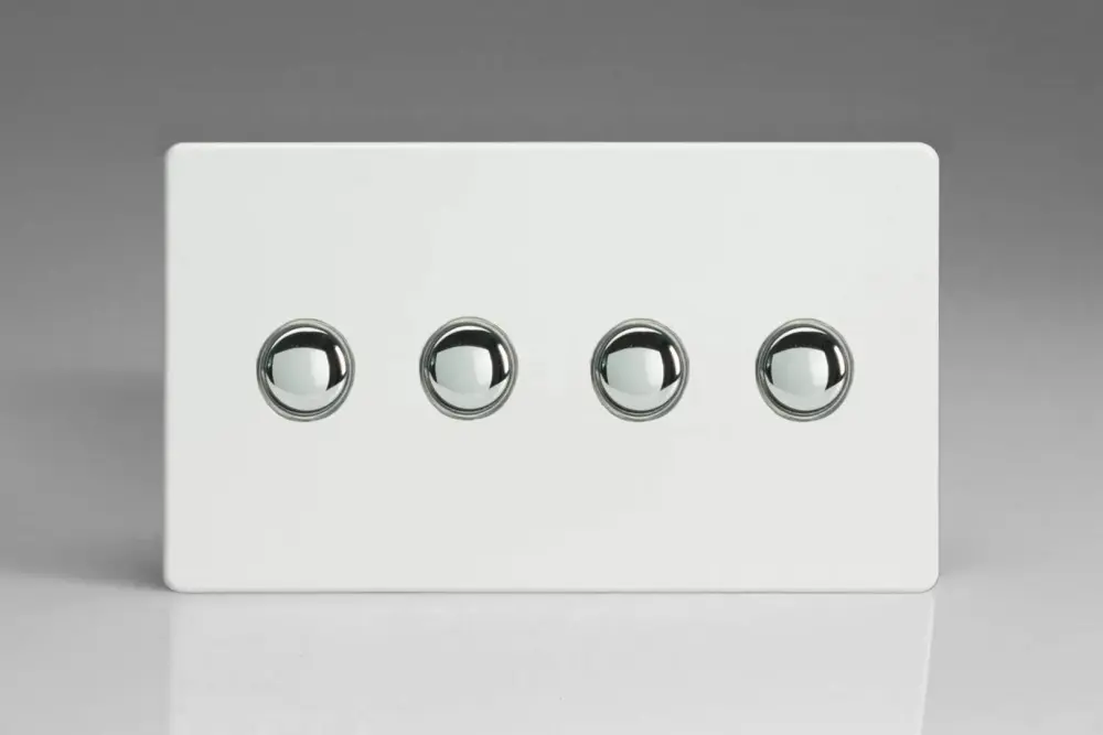 Varilight 4-Gang 6A 1-Way Push-to-Make Momentary Switch (Twin Plate) Select White XDQM4S