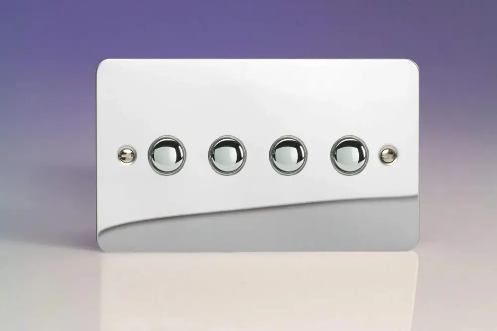 Varilight 4-Gang 6A 1-Way Push-to-Make Momentary Switch (Twin Plate) Polished Chromium XFCM4 Smart Homes