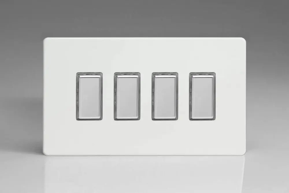Varilight JDQES004S Dimmer Switch Prime White 4 Gang
