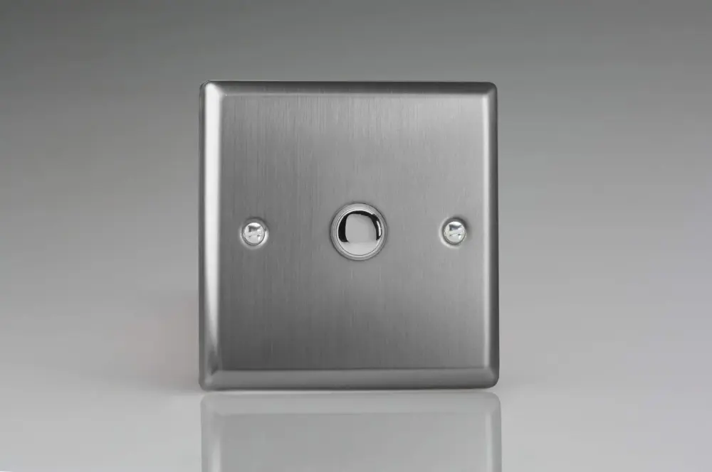 Varilight XTP1 Classic Brushed Reinforced 1-Gang 6A 1 or 2 Way Push-On/Off Impulse Switch