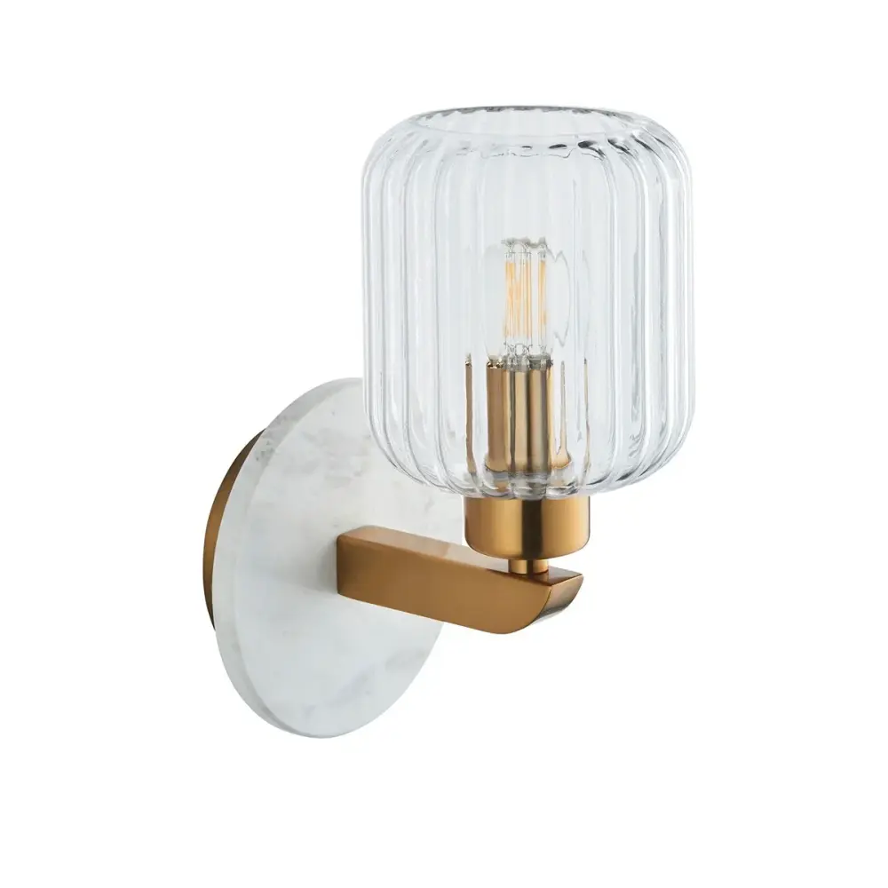 Travi Volakas Marble Ribbed Wall Light - Ivory