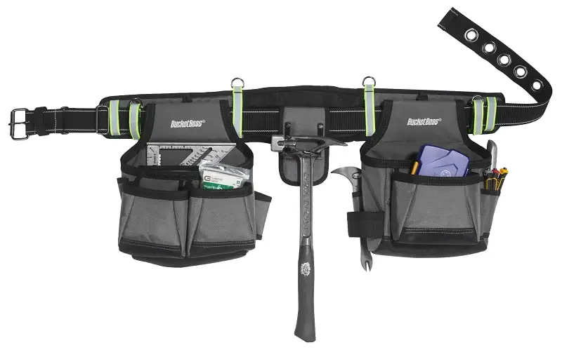 Bucket Boss Industrial Series 55105-HV HV Contractor's Rig, 52 Waist, Poly Fabric, Sliver, 29-Pocket