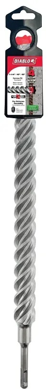 Diablo DMAPL4330 4-Cutter Drill Bit, 1-1/4 Dia, 18 OAL, 4-Flute, 10 mm Dia Shank, SDS Plus Shank