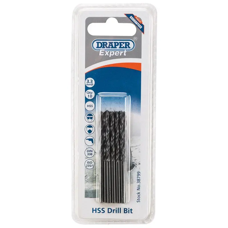 Draper H29MC HSS Drill Bit, 3.3mm (Pack 10) - (38799)