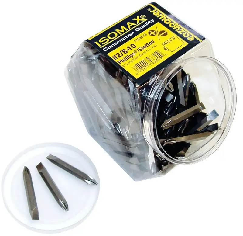 Eazypower 003555 Insert Bit, #2 Drive, Phillips/Slotted Drive, 1/4 Shank, Hex Shank, 2 L