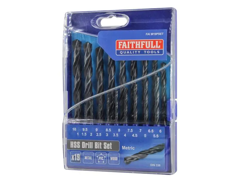 Faithfull HSS Jobber Drill Bit Place, 19 Piece (1-10mm)