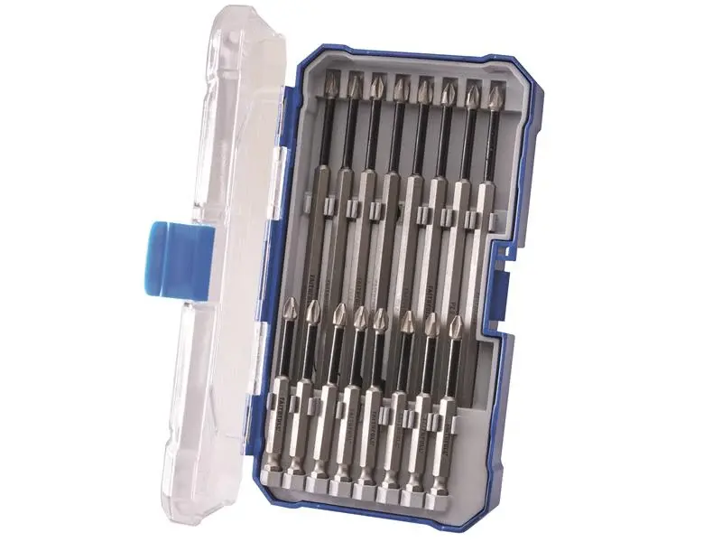 Faithfull Long Impact Bit Place Case, 16 Piece