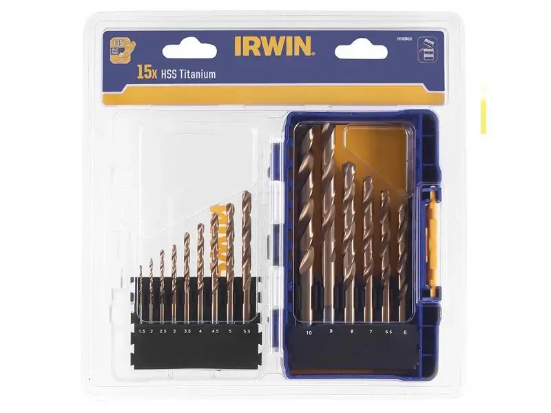 IRWIN HSS Titanium-built Metal Drill Bit Set, 15 Piece