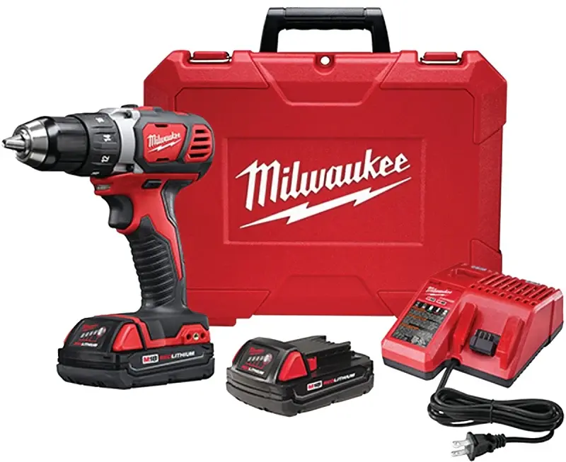Milwaukee 2606-22CT Drill/Driver Kit, Battery Included, 18 V, 1.5, 3 Ah, 1/2 Chuck, Keyless Chuck